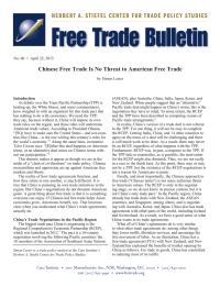 Chinese Free Trade Is No Threat to American Free Trade