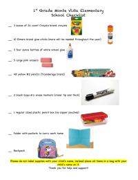 1 Grade Monte Vista Elementary School Checklist