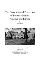 The Constitutional Protection of Property Rights: America and Europe By