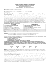 Course Syllabus: Algebra II/Trigonometry