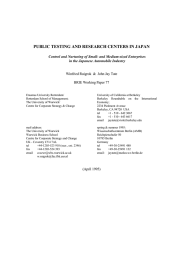 PUBLIC TESTING AND RESEARCH CENTERS IN JAPAN BRIE Working Paper 77