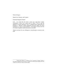 Work-in-Progress Martial Law, Dictators, and Congress Saikrishna Bangalore Prakash