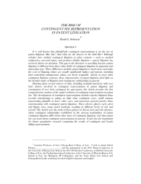 THE RISE OF CONTINGENT FEE REPRESENTATION IN PATENT LITIGATION