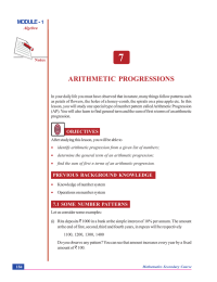 7 ARITHMETIC PROGRESSIONS MODULE - 1