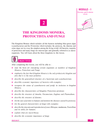 2 THE KINGDOMS MONERA, PROTOCTISTA AND FUNGI MODULE - 1