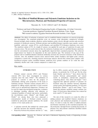 The Effect of Modified Bitumen and Polymeric Emulsions Inclusion on... Microstructure, Physical, and Mechanical Properties of Concrete