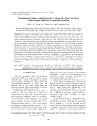 Microbiological Studies on the Production of Vitamin B  from... Cultures under Solid State Fermentation Condition