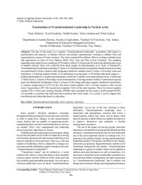 Examination of Transformationist Leadership in Turkish Army