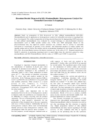 Zirconium Dioxide Dispersed in SiO -Montmorillonite: Heterogeneous Catalyst For