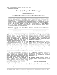 Water Quality Changes in River Nile Cairo, Egypt.