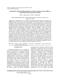 Optimization of Bacterial Biodegradation of Toluene and Phenol Under Different