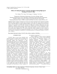 Effects of Cutting Parameters on Surface Roughness During High-speed