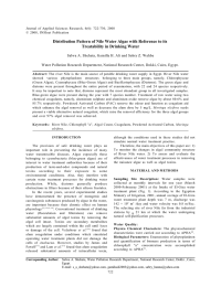 Distribution Pattern of Nile Water Algae with Reference to its