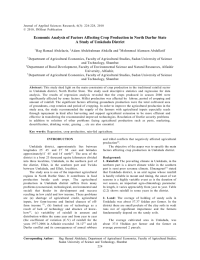 Economic Analysis of Factors Affecting Crop Production in North Darfur... A Study of Umkdada District