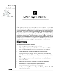 14 IONIC EQUILIBRIUM I MODULE - 5