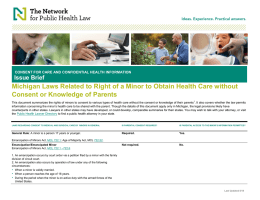 Michigan Laws Related to Right of a Minor to Obtain... Consent or Knowledge of Parents