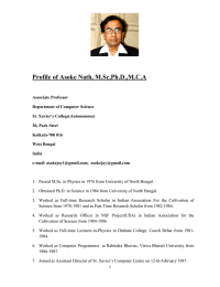 Profile of Asoke Nath, M.Sc,Ph.D.,M.C.A