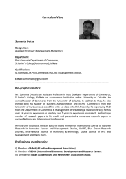 Curriculum Vitae Sumanta Dutta