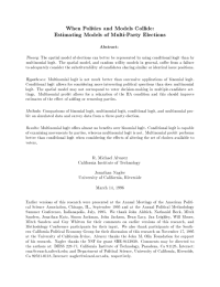 When Politics and Models Collide: Estimating Models of Multi-Party Elections Abstract: