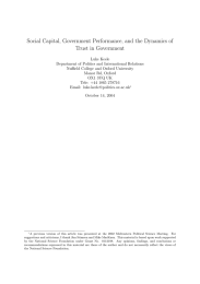 Social Capital, Government Performance, and the Dynamics of Trust in Government