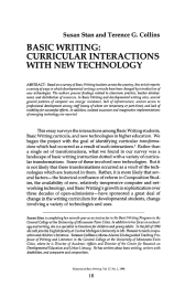 BASIC WRITING: CURRICULAR INTERACTIONS WITH NEW TECHNOLOGY Susan Stan and Terence G. Collins