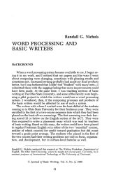 WORD  PROCESSING  AND BASIC  WRITERS BACKGROUND