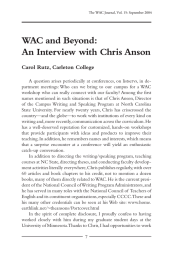 WAC and Beyond: An Interview with Chris Anson Carol Rutz, Carleton College