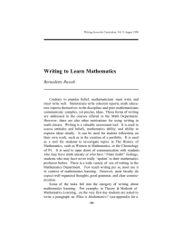 Writing  to  Learn Mathematics Bernadette Russek