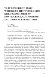 “IS IT POSSIBLE TO TEACH WRITING SO THAT PEOPLE STOP NONVIOLENCE, COMPOSITION,