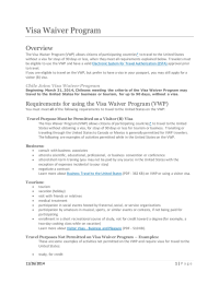 Visa Waiver Program Overview