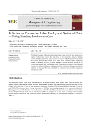 Management &amp; Engineering Reflection on Construction Labor Employment System of China