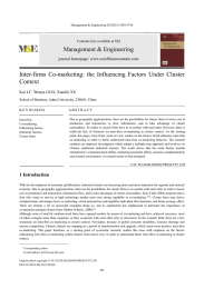 Management &amp; Engineering Inter-firms Co-marketing: the Influencing Factors Under Cluster Context