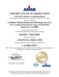 CERTIFICATE OF ACCREDITATION Lockheed Martin Sunnyvale Metrology Services