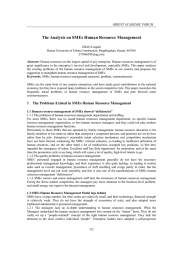 The Analysis on SMEs Human Resource Management