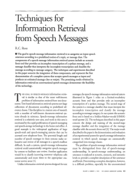 Techniques for Information from Speech Messages Retrieval