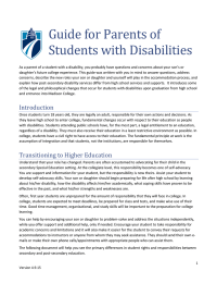 Guide for Parents of Students with Disabilities