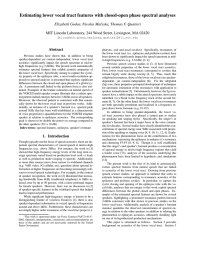 Estimating lower vocal tract features with closed-open phase spectral analyses