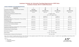 Academic Calendar for University Teaching Departments of RTU Kota