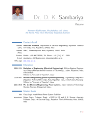 Dr. D. K. Sambariya Resume Contact detail