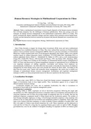 Human Resource Strategies in Multinational Corporations in China