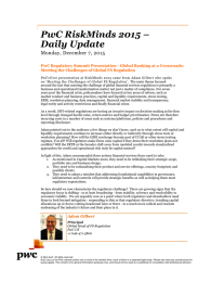 PwC RiskMinds 2015 – Daily Update Monday, December 7, 2015