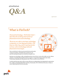 Q&amp;A  What is FinTech? @PwCFinTech