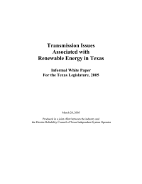 Transmission Issues Associated with Renewable Energy in Texas Informal White Paper