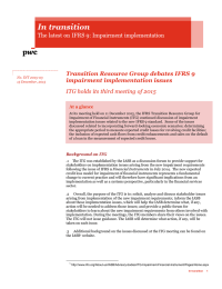 Transition Resource Group debates IFRS 9 impairment implementation issues At a glance