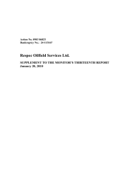 Respec Oilfield Services Ltd. SUPPLEMENT TO THE MONITOR’S THIRTEENTH REPORT