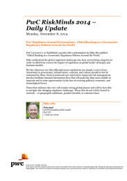 PwC RiskMinds 2014 – Daily Update Monday, December 8, 2014