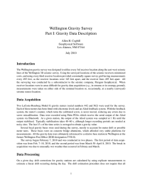 Wellington Gravity Survey Part I: Gravity Data Description Introduction Allen H. Cogbill