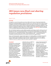 IRS issues new final cost sharing regulation provisions Pricing Knowledge Network Alert