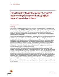 Final OECD hybrids report creates more complexity and may affect investment decisions