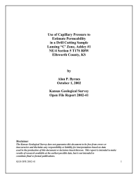 Use of Capillary Pressure to Estimate Permeability in a Drill Cutting Sample